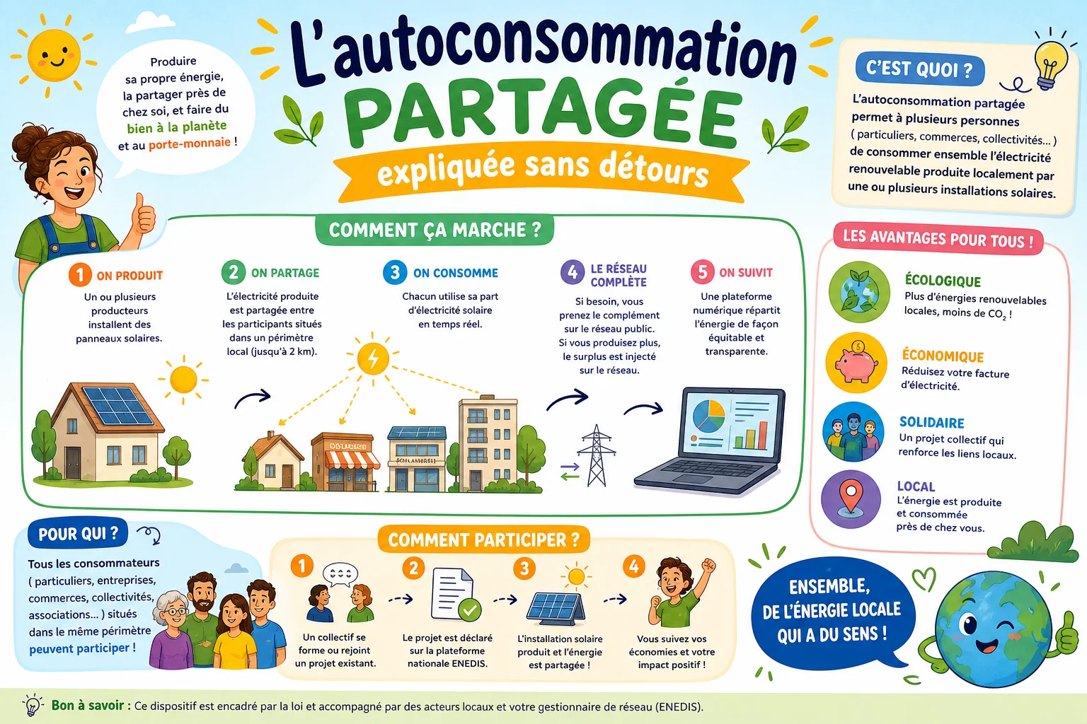 Infographie — L'autoconsommation partagée expliquée sans détours