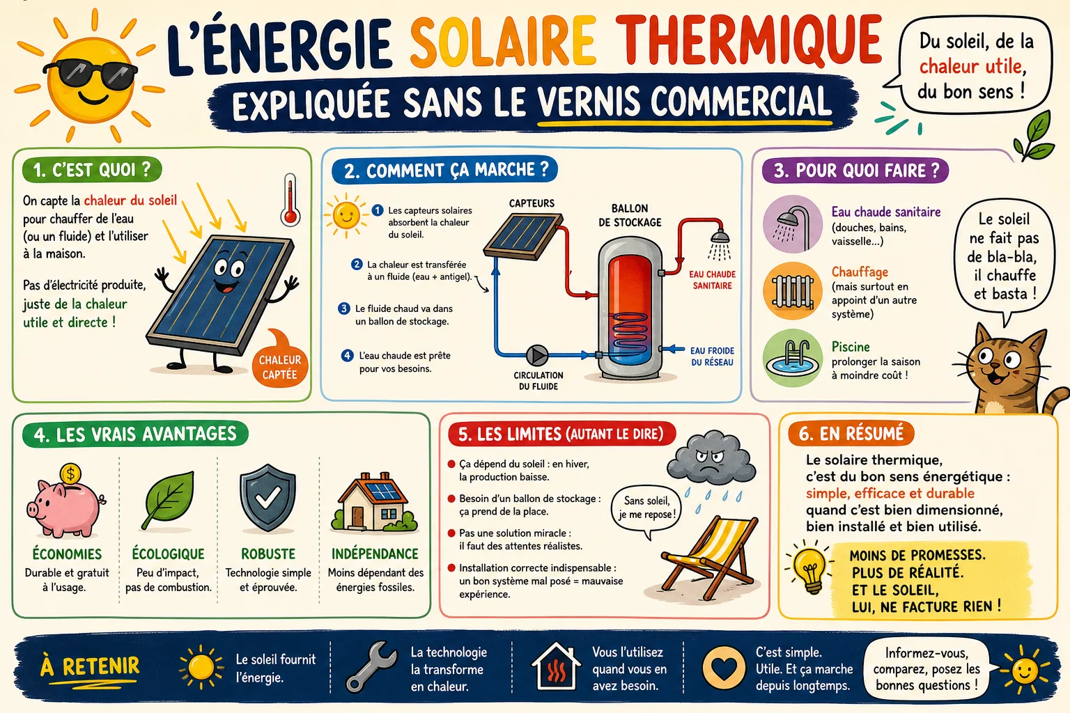 Infographie — L'énergie solaire thermique expliquée sans le vernis commercial