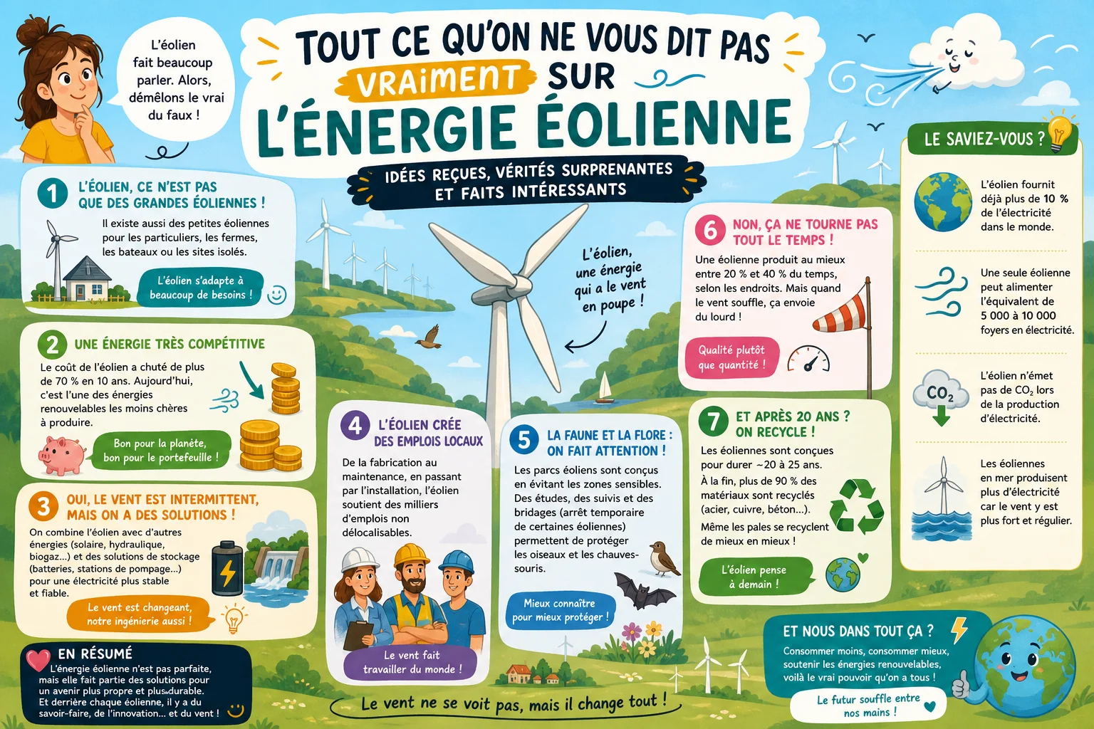 Infographie — Tout ce qu'on ne vous dit pas vraiment sur l'énergie éolienne